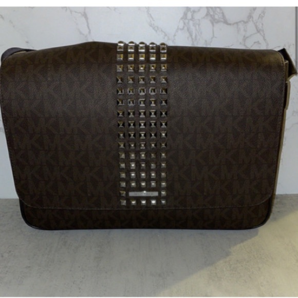 Michael Kors Other - NWOT MENS Michael Kors Signature Jet Set Brown Studded Large Messenger Bag